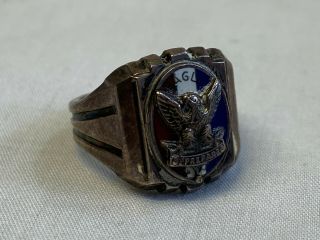 Vtg Bsa Boy Scouts Of America Eagle Scout Sterling Silver Ring Size 8 - 9.  41g