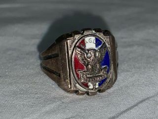 Vtg BSA Boy Scouts Of America Eagle Scout Sterling Silver Ring Size 8 - 9.  41g 2