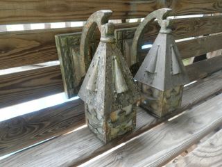 Vintage Antique Pair Cast Iron Porch Light Sconces
