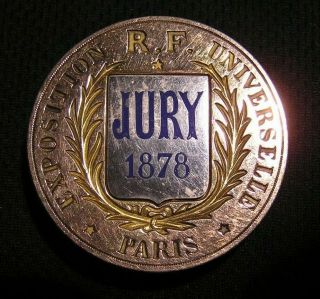 1878 1.  5 " Paris Universal Expo Exposition Jury Judge Badge Pin Stud Worlds Fair