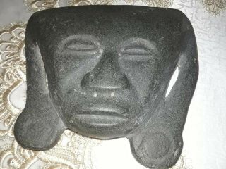 Pre - Columbian Olmec/ Aztec/ Mayan/ Diorite Stone Face Mask 1200 - 300 B.  C.  Mexico