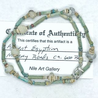 Ancient Egyptian Color Faience Clay Mummy Bead Necklace Artifacts Ca.  600 Bc - X