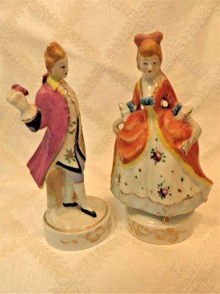 Pair - Colonial Style Dancing Man & Woman Occopied Japan