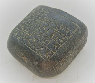 Ancient Near Eastern Black Stone Tablet With Early Form Of Writing Circa 3000bce
