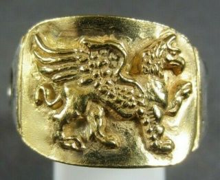 Ancient Roman Greek Gold Silver Ring Mythical Griffin Griffon 50 - 90 Bc