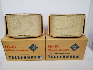 Vintage Telefunken Allvox Strahler Rs - 1 Bookshelf Speakers Art Deco 50 