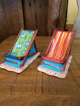 Vintage Salt And Pepper Shakers 01993 Clay Art Beach Lounge Chairs