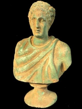 Rare Ancient Roman Bronze Period Bust Statue - 200 - 400 Ad (2)