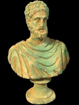 Rare Ancient Roman Bronze Period Bust Statue - 200 - 400 Ad (1)