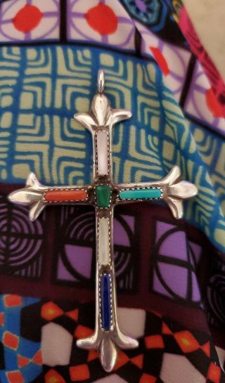 Vintage Native American Zuni Signed G&l Leekity Sterling Silver Cross Gorgeous3 "