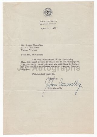 John Connally - U.  S.  Secretary Of The Treasury - Signed Letter (tls),  1966