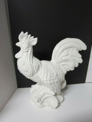Large White Rooster Figurine Made In Italy