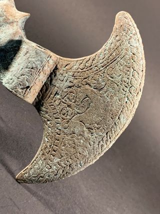 HIGHLY DECORATED ANCIENT LURISTAN BRONZE AXE HEAD WITH ELEPHANTS - CIRCA 1000BCE 2
