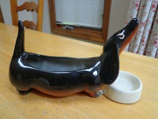 Vintage Freeman - Mcfarlin Ceramic Dachshund Dog Figurine Planter/cache