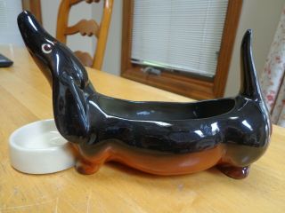 Vintage Freeman - McFarlin Ceramic Dachshund Dog Figurine Planter/Cache 2