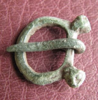 Authentic Ancient Artifact Viking Bronze Buckle with Bear Heads VK 53 2