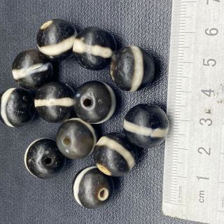 Unique Ancient wonderful backtrian Chung dzi agate stone 11 beads 2