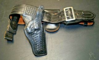 Vintage Bianchi Leather Duty Belt W/ Safariland Holster Handcuff Holder - Police