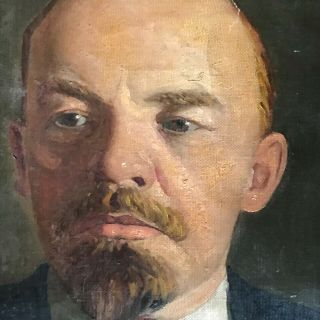 Vladimir Lenin Portrait Oil Canvas Painting Soviet Propaganda USSR Vintage 80x60 3