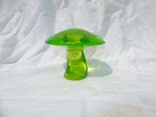 Vintage Viking Glass Lime / Vaseline / Uranium Green Large Mushroom 3&3/4 "