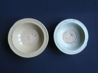 Antique Song Ming Dynasty Celadon Bowls (2) Green Glaze Stoneware Ceramic