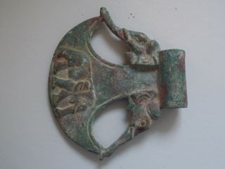 Circa 1000 Bce Ancient Luristan Bronze Axe Head Decorated With Elephants