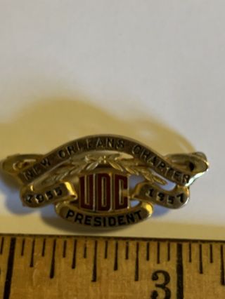Udc United Daughters Of The Confederacy President Pin - N.  O.  Chapter 1/10 K G.  F.
