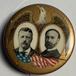 Teddy Roosevelt & Fairbanks Jugate In The 1.  25 " Size Pinback Button