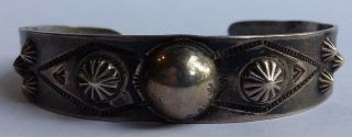 VINTAGE 1940 ' S SMALL WRIST NAVAJO INDIAN STAMPED ARROWS STERLING CUFF BRACELET 2