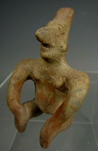 Pre - Columbian Jalisco Mexico Pottery Seated Figure Of A Man Ca.  300bc - 300ad