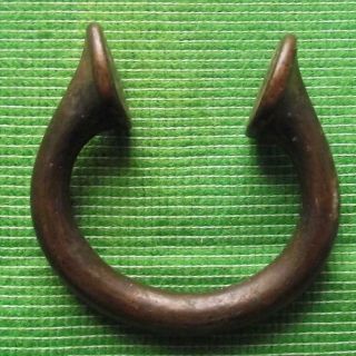 Old 18th Century Bronze Manilla Penanular African Slave Trade Bracelet Money F