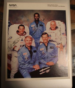Sts - 41b Signed Crew Photo Ronald Mcnair,  Vance Brand,  Hoot Gibson Autopen