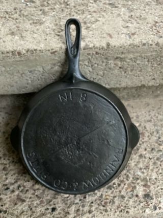 Vtg Cast Iron Skillet No.  8 - Rainbow & Co Pitts Gate Marked Rare Htf Ships Fast
