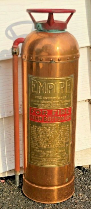 24 " Vintage Empire American Lafrance Antique Copper Fire Extinguisher -