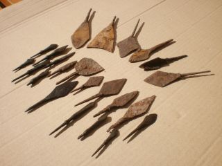 Ancient Rare Authentic Viking Iron Arrowheads Ca 9 - 12 Century Ad Set 23