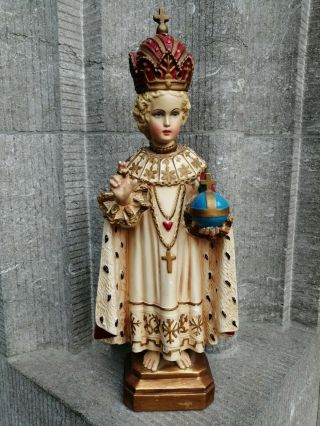 Antique Vintage Infant Jesus Of Prague Santo Nino Child Christ Home Altar Statue