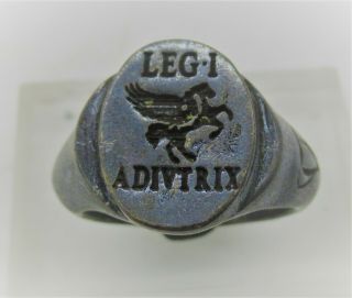 Ancient Roman Silvered Bronze Legionary Ring 