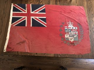Canada Antique Victorian Red Ensign Flag 52 X 36 Inches,  Some Stains,  See Photos