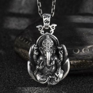 Holy Lord Ganesha Buddha Elephant Gods Amulet Pendants S990 Sterling Silver