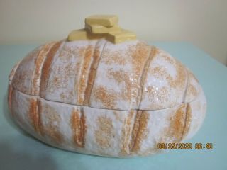 Vintage Ceramic Baked Potato/loaf Of Bread Covered Dish Butter Handle