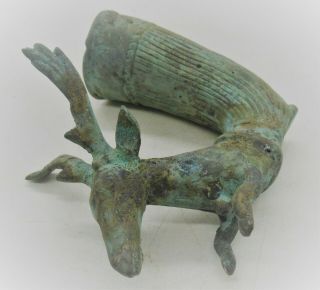 ANCIENT NEAR EASTERN BRONZE RHYTON VESSEL WITH STAGS HEAD 3