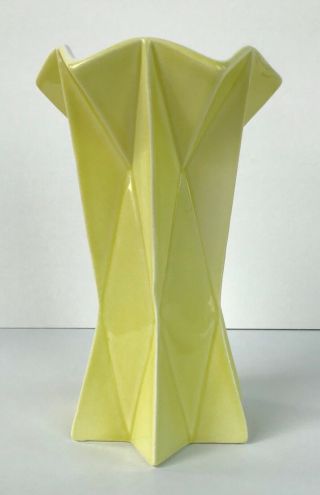 Vintage 1960s Prismatique Yellow 8 " Vase 798 Red Wing Mid Century Modern