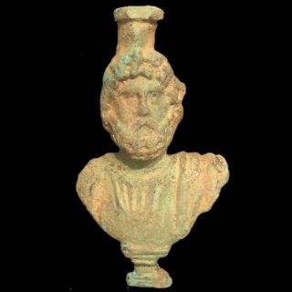 Rare Ancient Roman Bronze Period Bust Statue - 200 - 400 Ad (25)
