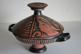 Large Ancient Greek Pottery Red Figure Lekannis 4th Century Bc
