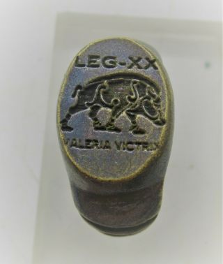 Ancient Roman Bronze Silvered Legionary Seal Ring Leg Xx