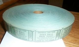 Vintage Complete Roll Of 1975 Skee Ball Tickets [2000] Chippewa Lake Park Ohio