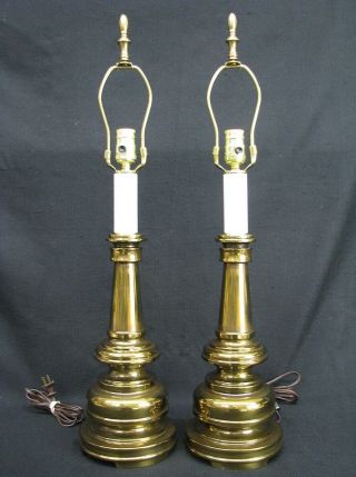 Vintage Falkenstein Stiffel Regency Brass Single Baluster Style Lamps
