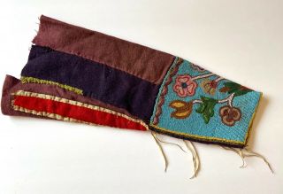 Vintage Native American Indian Beaded Cuff,  Plateau Nez/perce? C1900 Trade Cloth