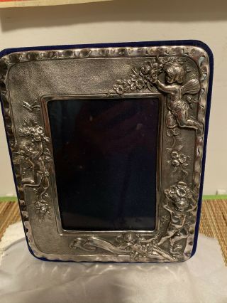 Vintage High Relief Cherub Picture Frame Sterling Silver.  (last Chance)
