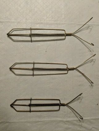 Set Of 3 Vintage Metal Spring Plate Wall Hangers 9 - 11 Inches